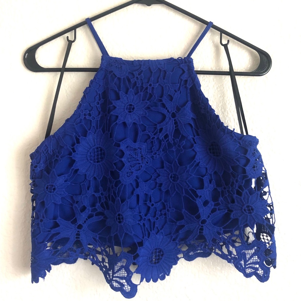 NEW Forever 21 Royal Blue Lace Crop Top